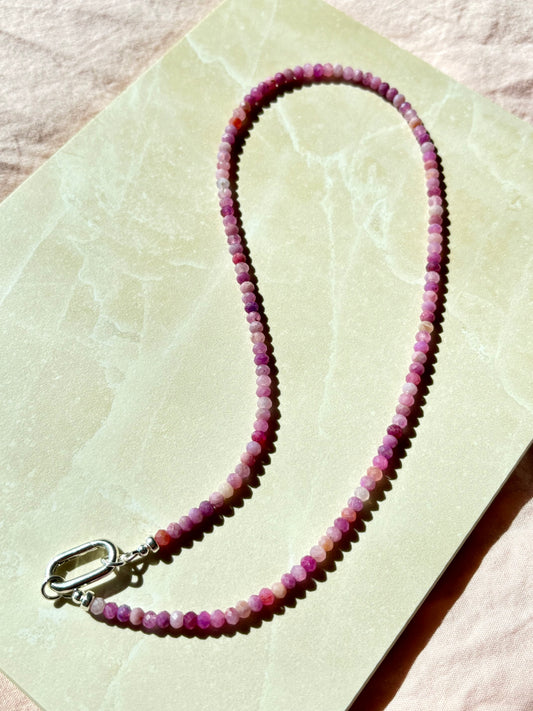 16.5" Ruby Necklace with Lock Clasp