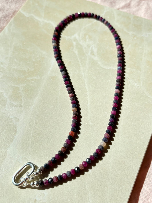 15" Sapphire Necklace with Lock Clasp